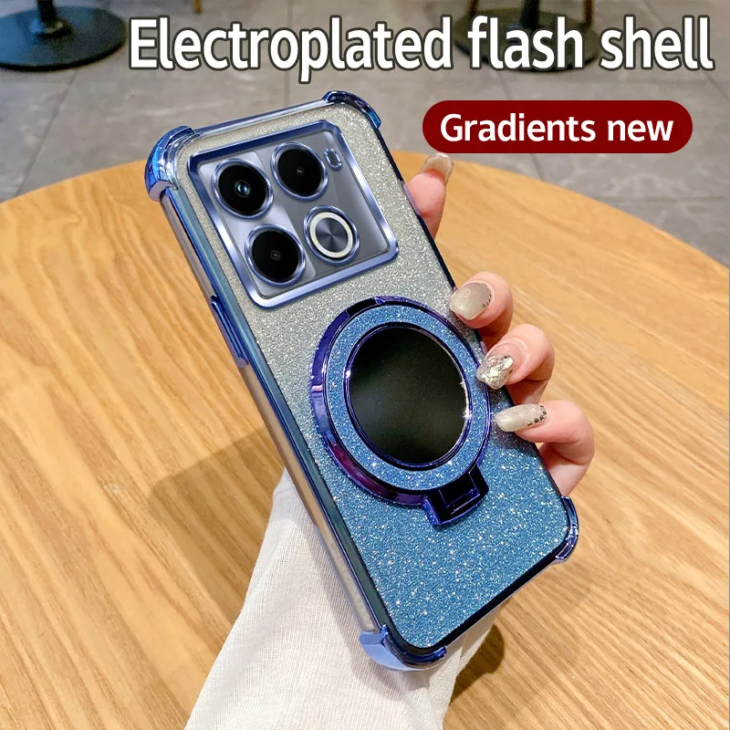 Shockproof Holder Ring Mirror Phone Case with 6D Protection