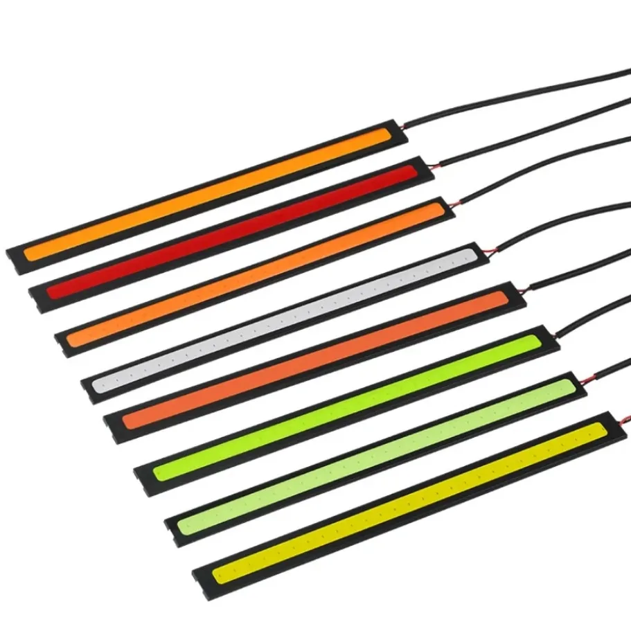 10개 17cm COB LED 스트립 라이트 (자동차용), 방수 DRL 주간 주행등, 유연한 자동차 실내 장식 램프 스타일링