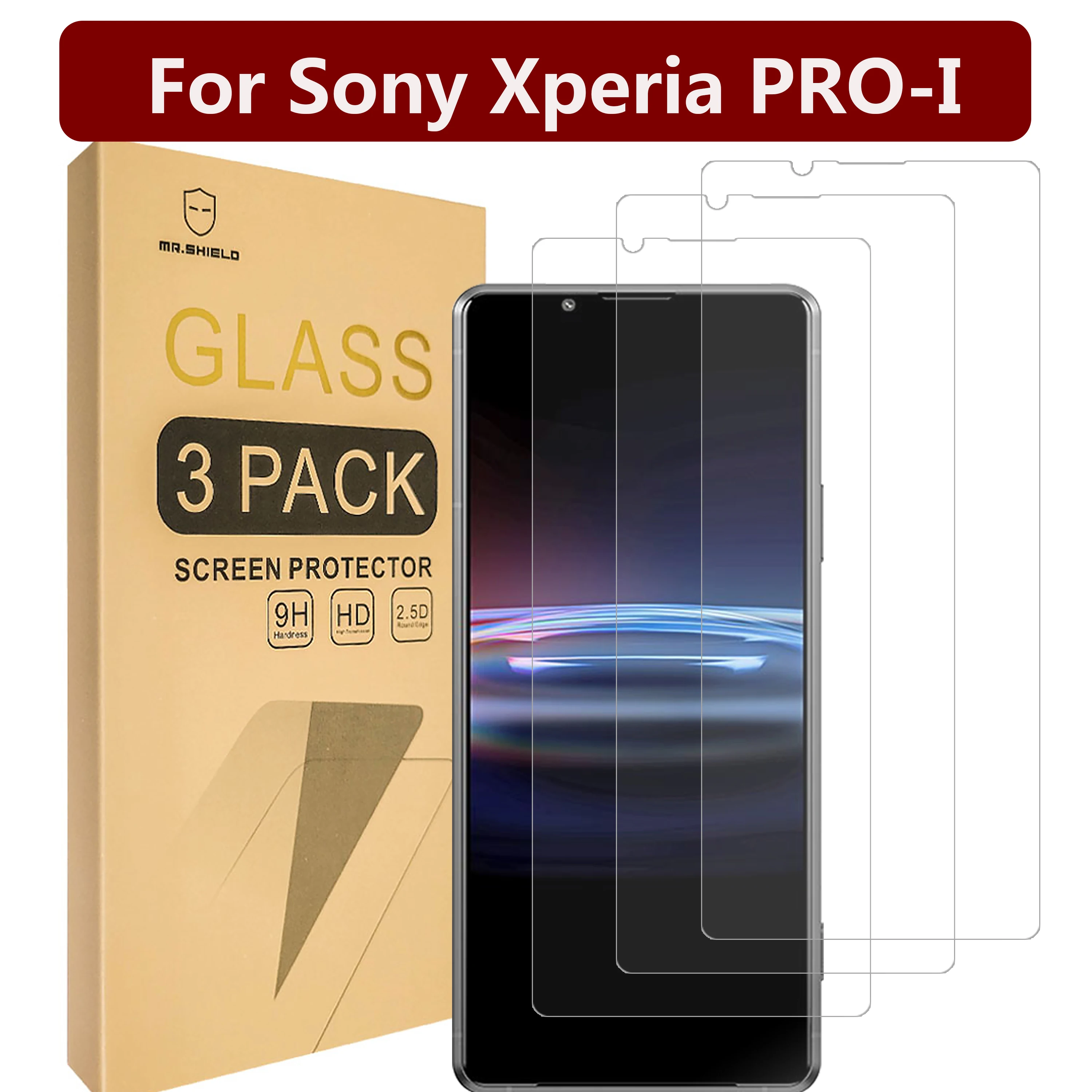 

Mr.Shield [3-Pack] Designed For Sony Xperia PRO-I [Tempered Glass] [Japan Glass with 9H Hardness] Screen Protector