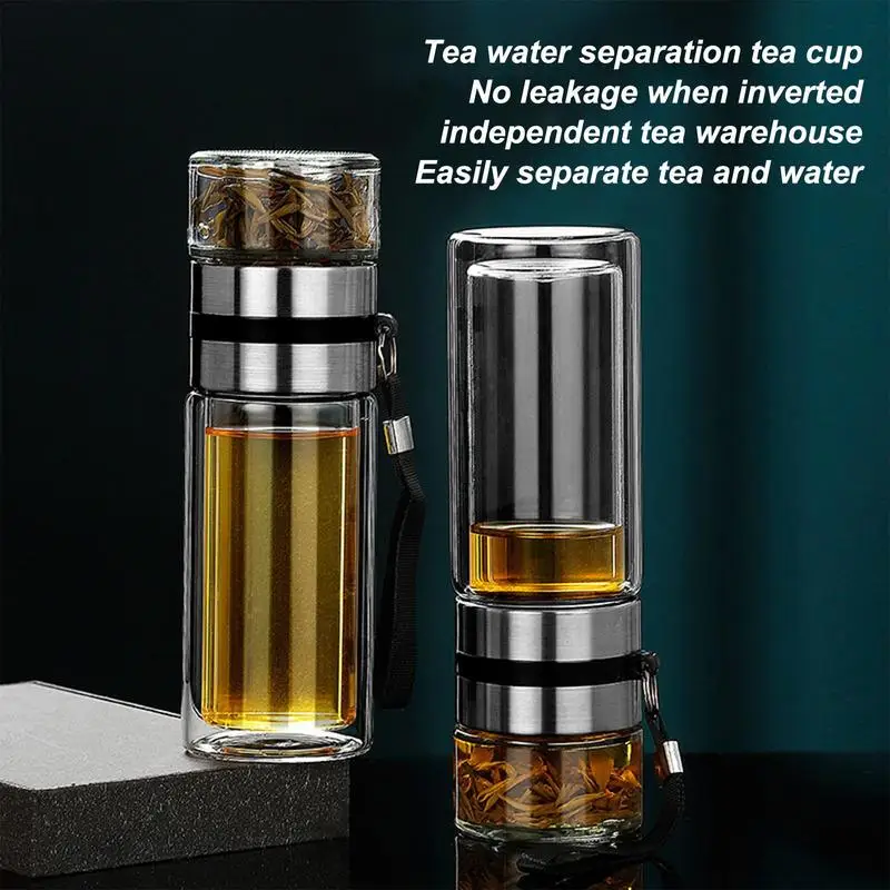 Tea Water Bottle High Borosilicate Glass Double Layer Tea Water Cup Infuser Tumbler Drinkware Bottle With Filter water bottle,tea water bottle