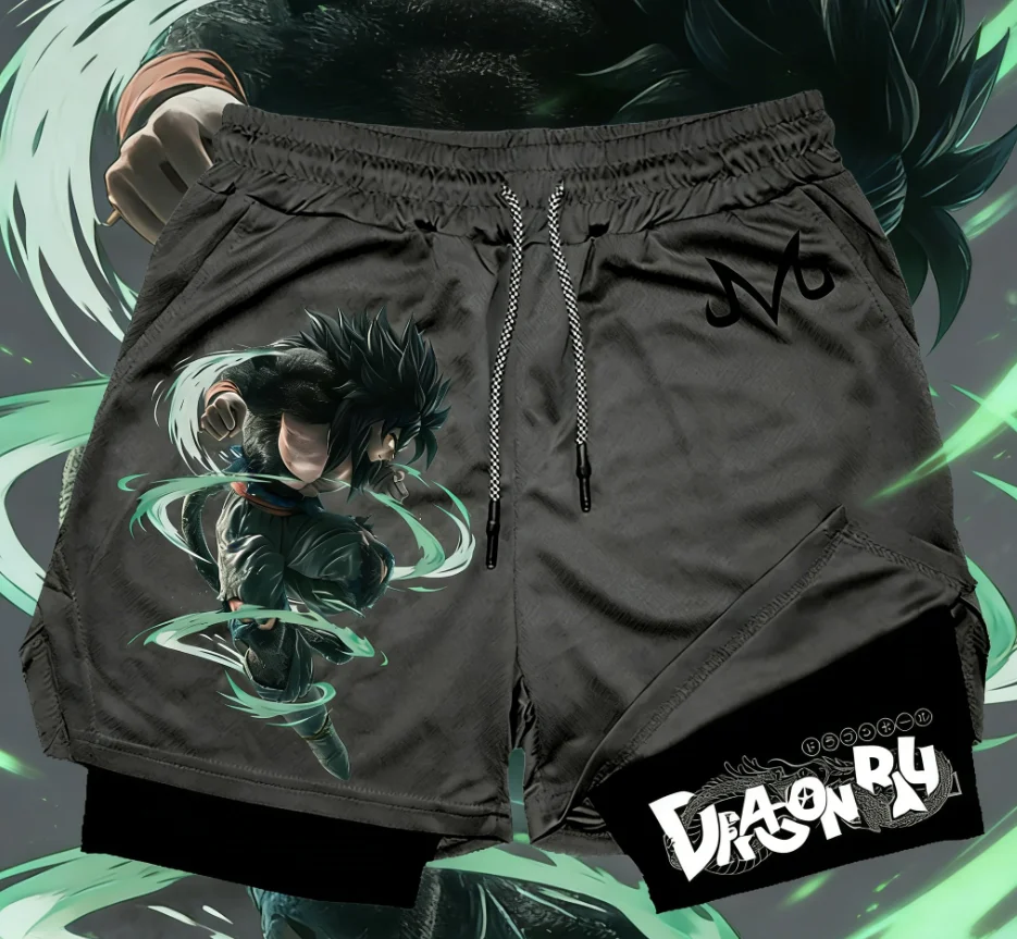 드래곤볼 애니메이션 GOKU 프린트 이중 레이어 반바지 2026 최신 봄 여름 ..