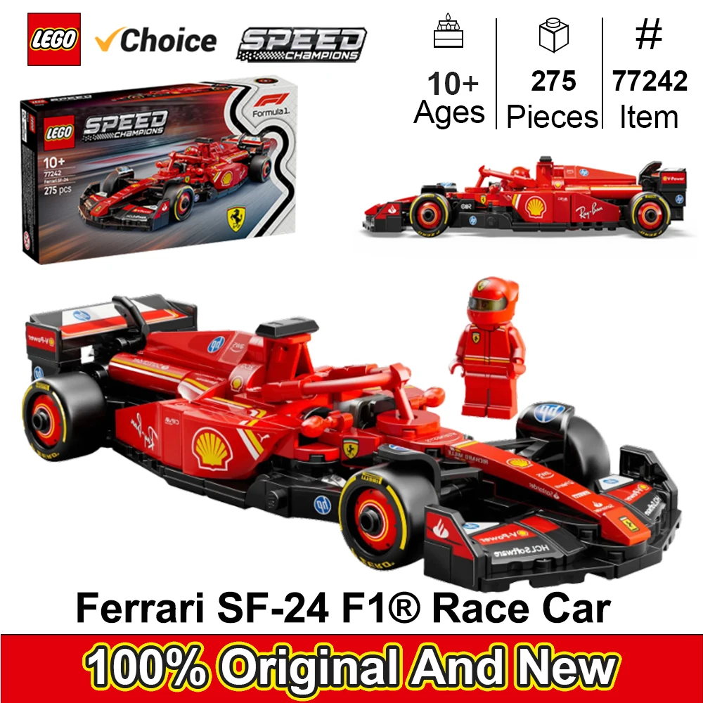 LEGO 77242 Speed Champions Ferrari SF-24 F1 juguetes de coches de carreras-juegos de construcción para niños, kits de coches modelo Ferrari F1 para Display275PCS
