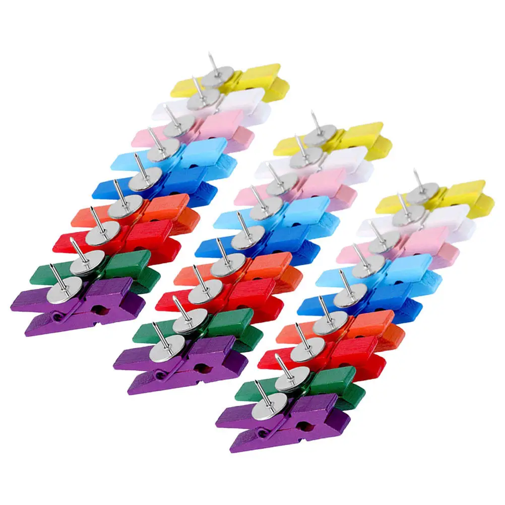 50Pcs 나무 압정핀 다채로운 푸시핀 클립 장 코르크 보드 핀 사진 노트 사무실 가정 공예 프로젝트