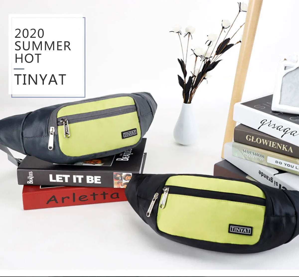 TINYAT Herren-Hüfttasche, Premium-wasserabweisende Hüfttasche, lässige Gürteltasche, Kopfhörerloch für Ausflüge, Reisen, Einkaufen – Detail 1