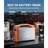 Portable Power Station, LiFePO4 Solar Generator, 2*600W (Peak 1200W) AC Power Sockets, 100W USB-C, 556Wh 2