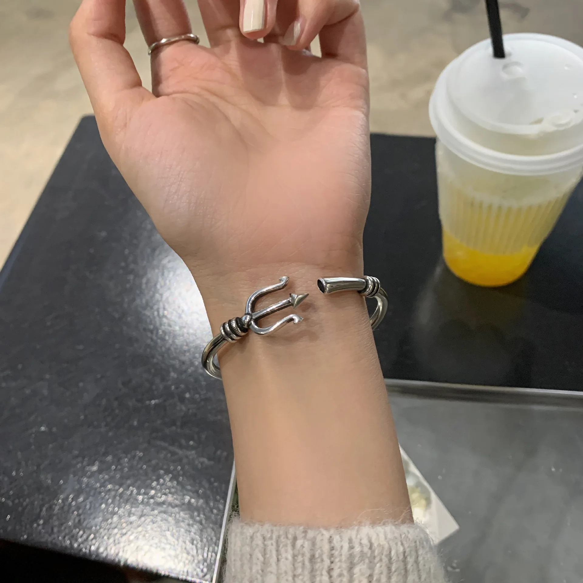 Promotion Poseidon Trident Design Retro Thai Silver Female Bangle Jewelry For Women Christmas Gifts No Fade 3