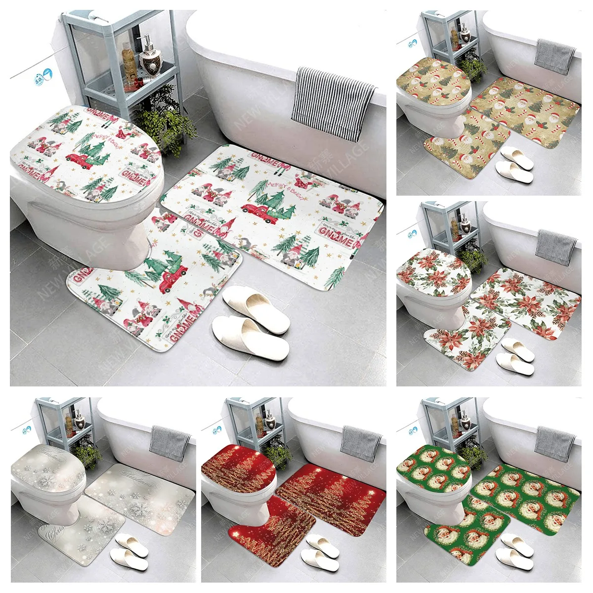

Non slip shower mat bathroom carpet shower mathome decoration Christmas surrounding decoration water absorption bathtub carpet