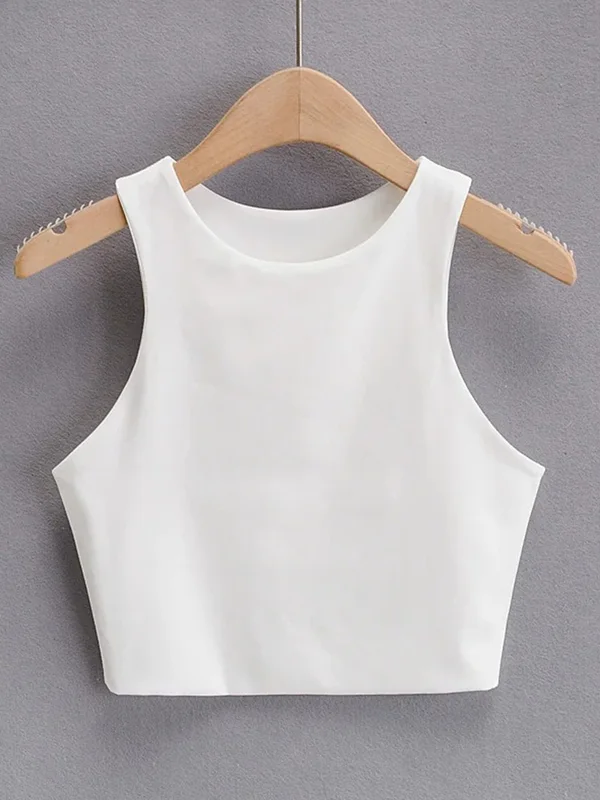 Women Sexy Slim Tops O-neck Sleeveless Dou