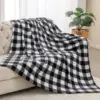 1PC Blanket for Couch Sofa Bed Plaid Decor Black White Checkered Blanket Cozy Fuzzy Soft Lightweight Warm Blankets  All Seasons 1