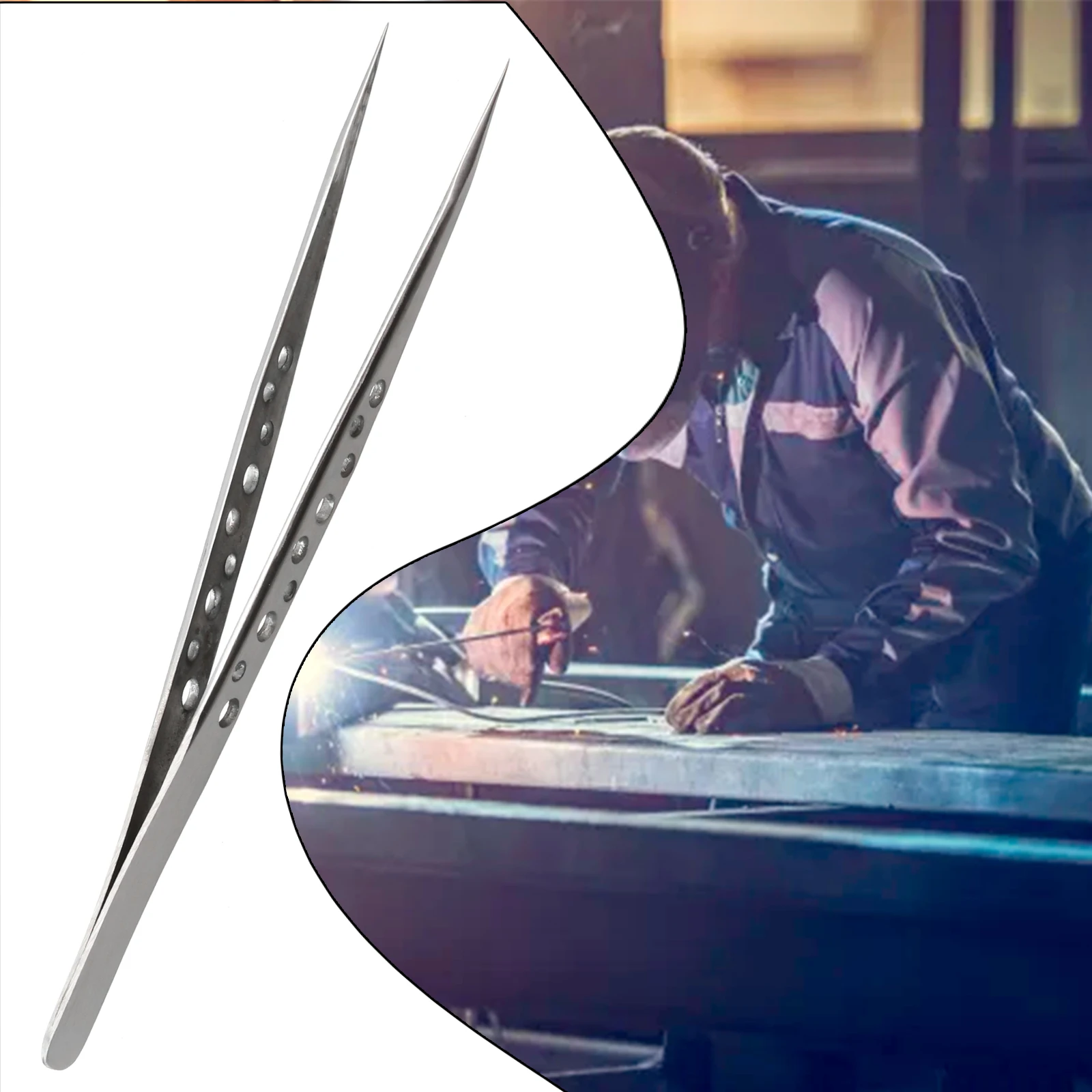 Precision-Industrial Tweezers Stainless Steel Forceps Anti-static Curved Straight Tip Tweezers For Electronics Soldering Tools
