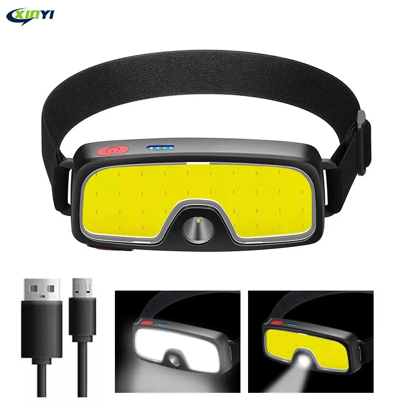 

Portable COB Led Headlamp 12000LM LED Floodlight headlights With Built-in Battery Flashlight USB Rechargeable Head lamp torch