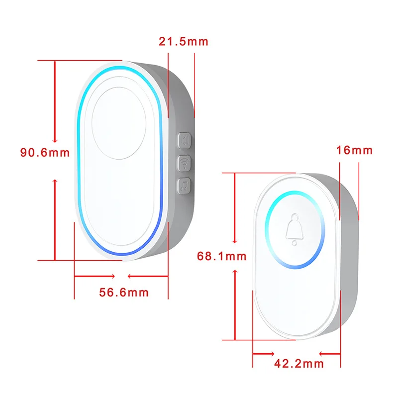 무선 문짝 벨 홈 음악 초인종 알람 볼륨 조절 가능, Wi-Fi GSM 알람 호스트 시스템과 호환 가능, EU/US 플러그, 433MHz