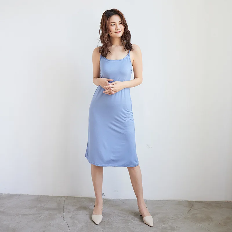 Modal Slip Dress 40s Count Loose Fit Short Midi Long Length camisole  dresses solid color Spaghetti Strap Style - AliExpress 200574005