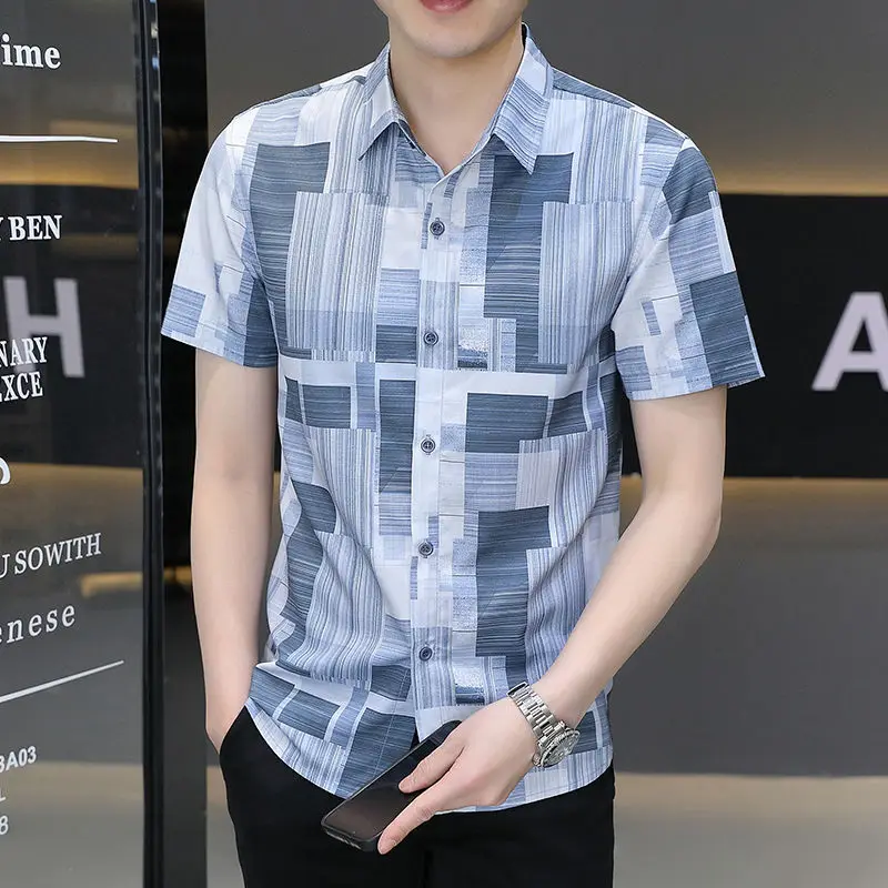 thumbnail image 1 of Ropa Floral Manga Corta Hombre Tops Gráficos con Estampado Camisas y Blusas para Hombre Estampado Casual Diseñador Xxl Estilo Coreano SI, 1 of 4