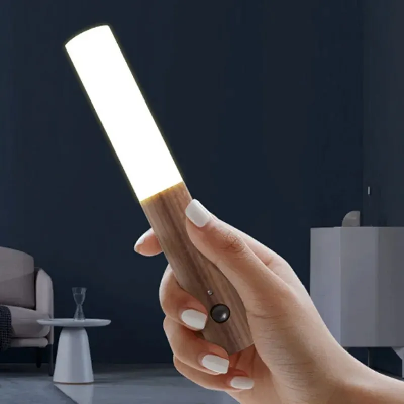 Motion Sensor LED Night Light Rechargeable Human Body Induction Wall Light Grain Designed Lamp For Bedroom Stair Lighting