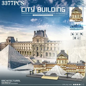 Louvre Model Building Blocks World Famous Attractions Architectural Model Bricks Desktop Decoration Kids Toy Christma Boys Gifts