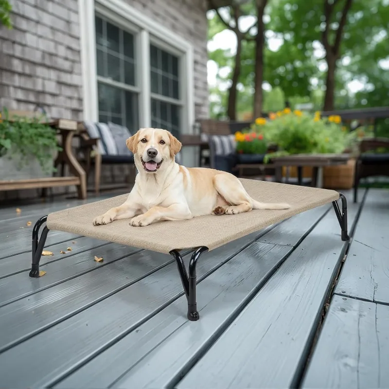 Outdoor Elevated Dog Bed, XL Raised Dog Bed Off Ground, Cooling Elevated Pet Cot Bed, Durable Breathable Hammock for Outside
