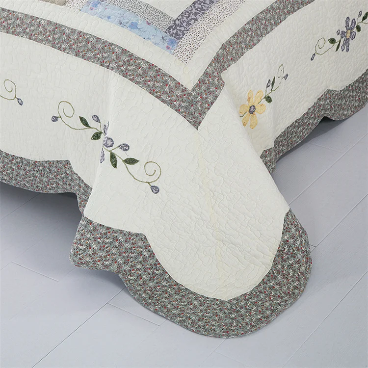 Patchwork-Retro-Baumwoll-Steppdecken-Set, 3-teilig, gesteppte Tagesdecke, Queen-Size-Bettdecke, Decke im Schlafzimmer, Polsterung, Bettdecke, Matratzenauflage – Detail 19