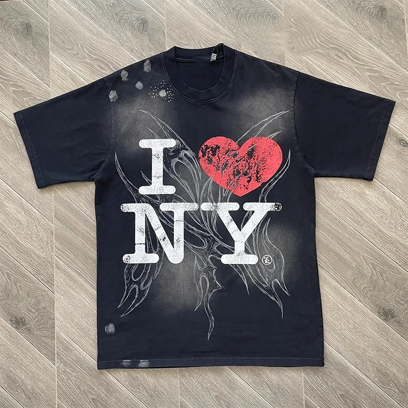 I Love NY Tee trendiges, lässiges Kurzarm-T-Shirt für Herren und Damen im europäischen und amerikanischen Stil