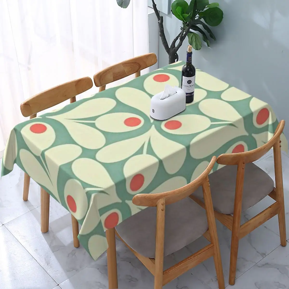 

Rectangular Fitted Orla Kiely Floral Table Cloth Oilproof Tablecloth 45"-50" Table Cover Backed with Elastic Edge