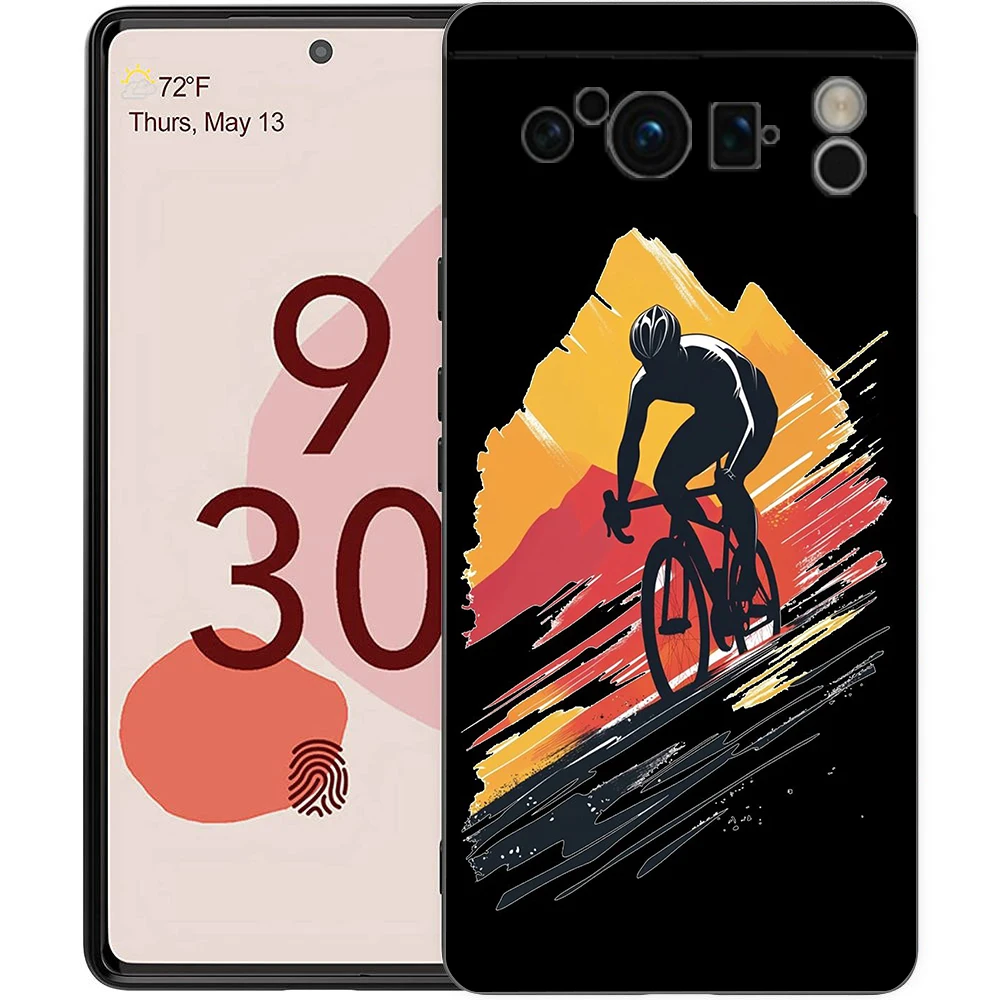 Mountain Bike Cycling Art Shockproof Phone Case - Soft TPU Black Cover