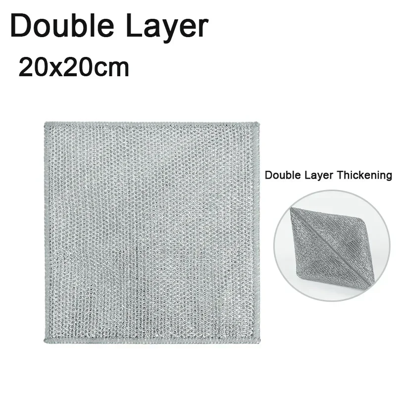 thumbnail image 1 of 1/20 piezas de paño de limpieza mágico de doble capa, paño de microfibra, paño de alambre antirayaduras, paño para lavar platos, herramientas de limpieza multifuncionales para el hogar, 1 of 5