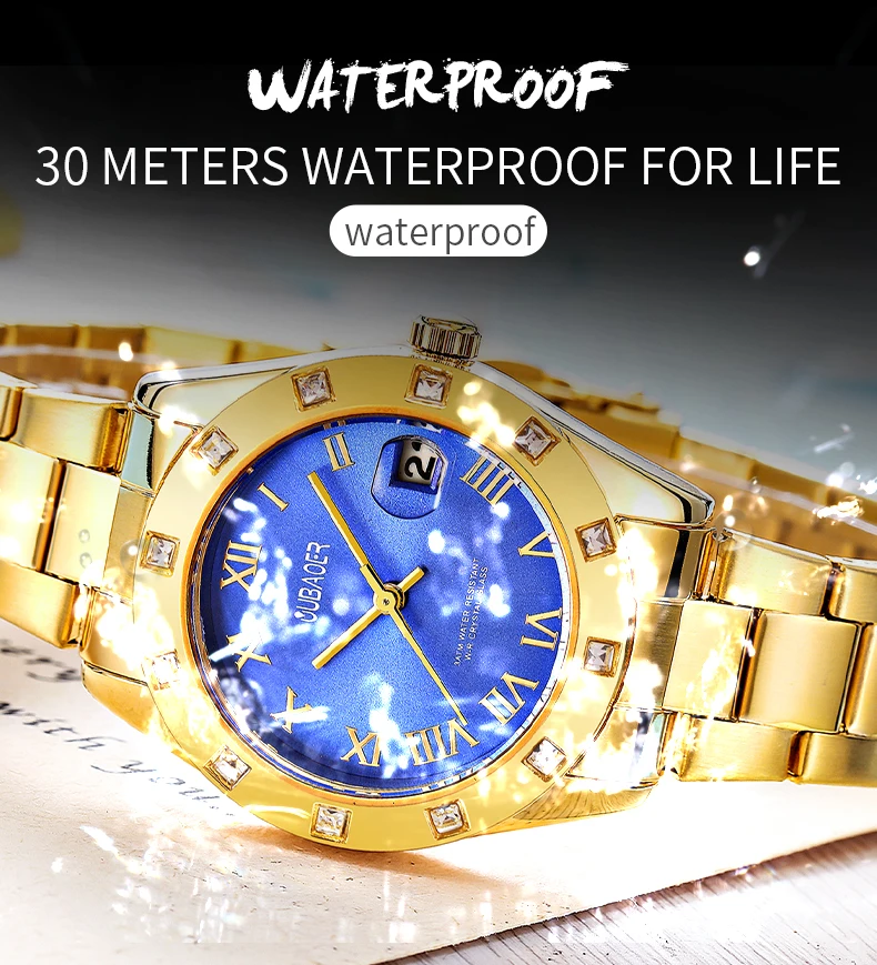 OUBAOER New 2024 Women's Quartz Watch Fashion Modern Quartz Watch Vintage Roman Dial Waterproof Wristwatch Women's Accessories