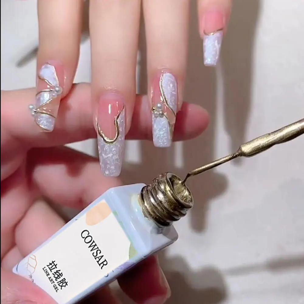 5/8/10Ml Gold/Silver Metallic Liner/Graffiti Gel Nail Polish Sparkly Mirror Effect Gel Per Unghie Lucido Soak Off Uv 3D Nail Gel Polis