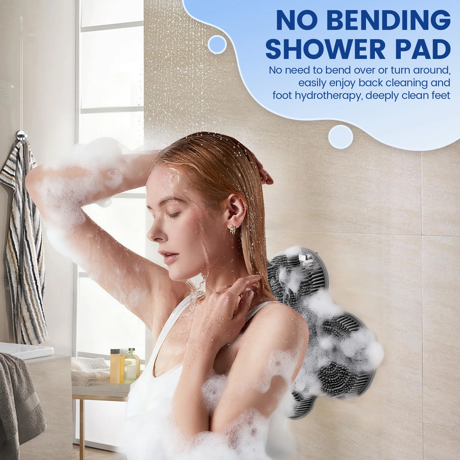 Silicone Shower Scrubber Blue Gray