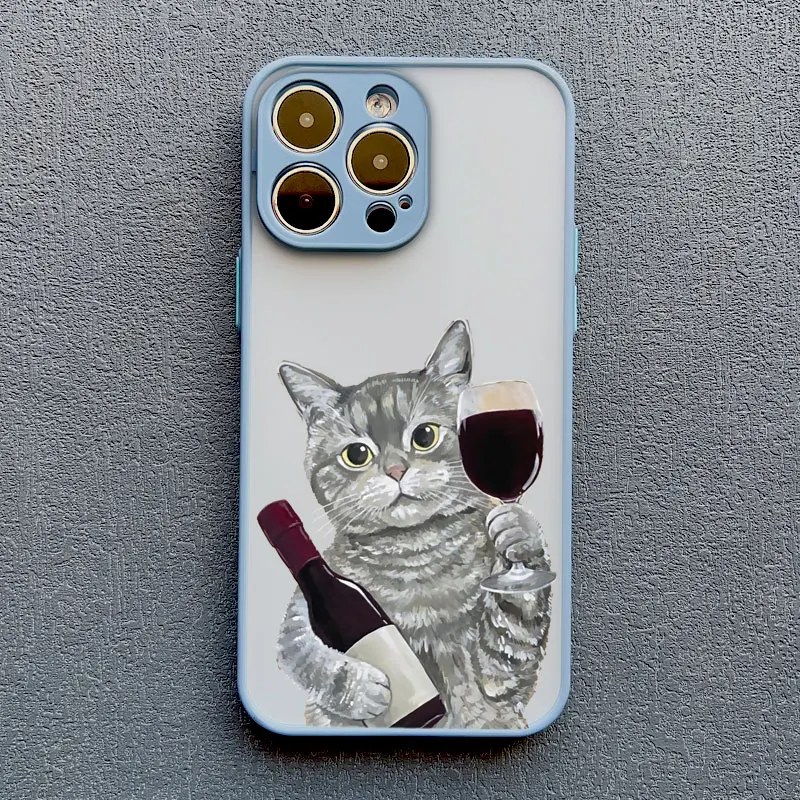 Charming Happy Cat Red Wine Decorative Phone Case