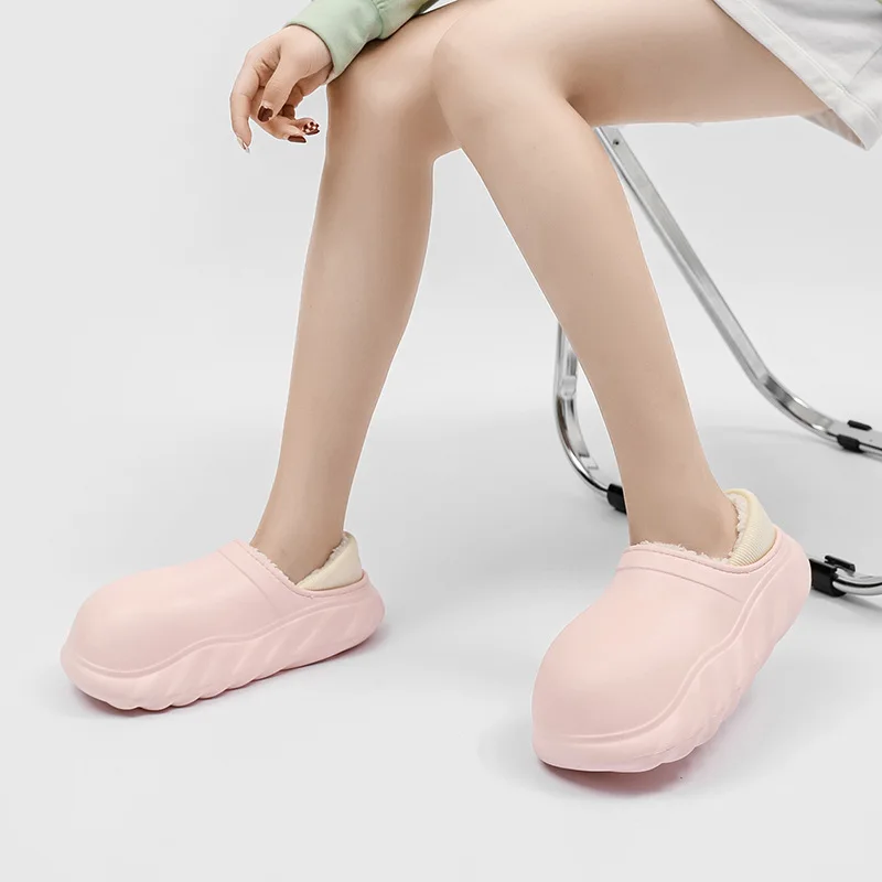 2022 cotton slippers couple winter non-slip soft bottom home slipper ladies waterproof cover heel flat with loafers plus size 45