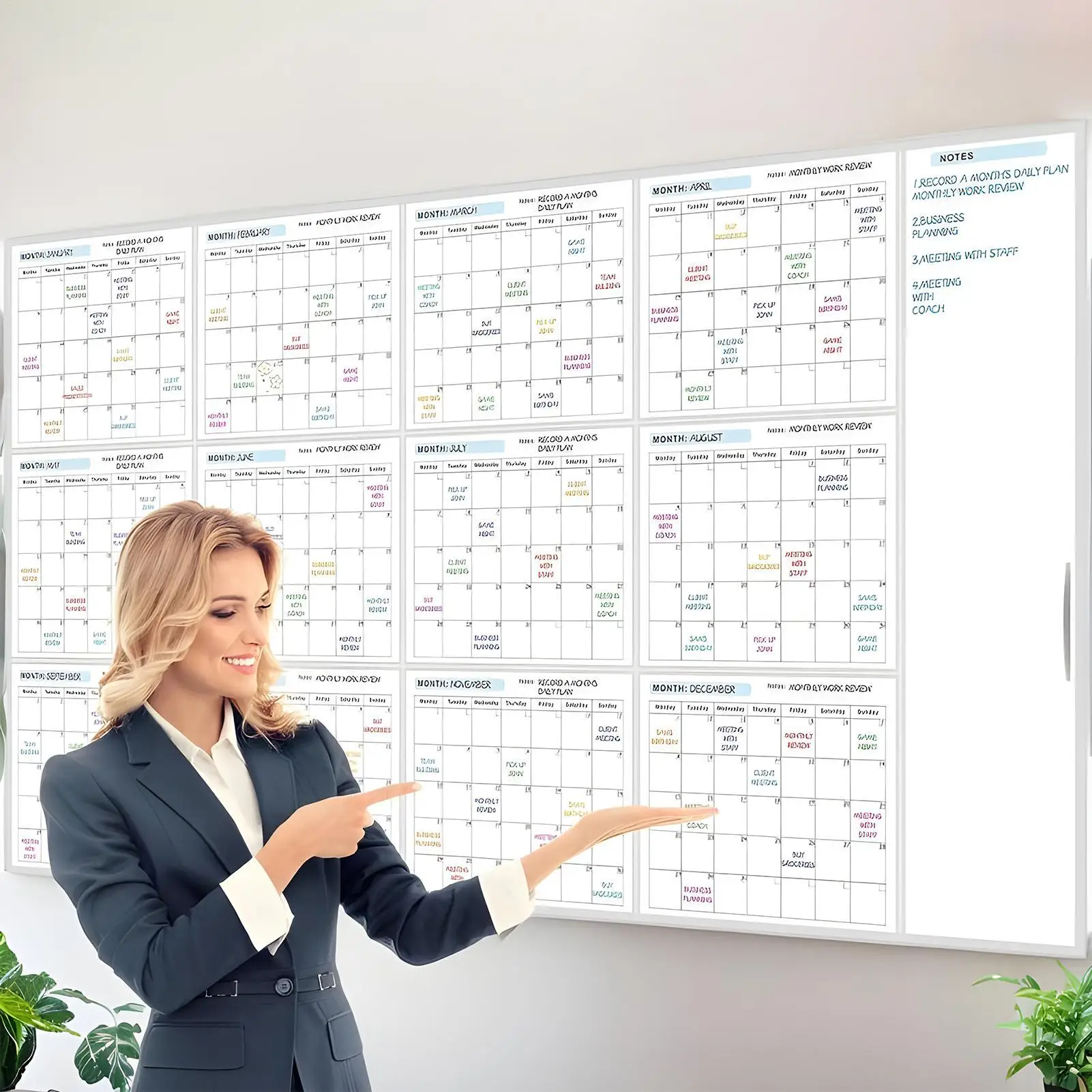 Erasable Large Wall Planner Calendar Reusable Wall Year Calendar Blank Undated Yearly Calendar Oversized Simplicity PlanCalendar