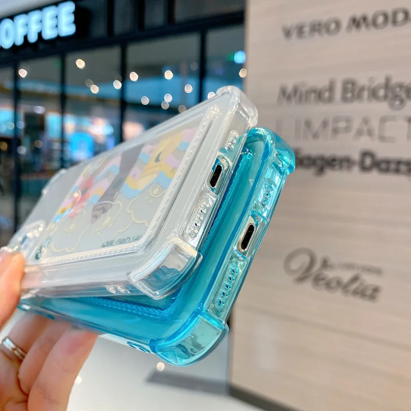 Shockproof Card Holder Phone Case with Clear Soft Frame and Hard Backing