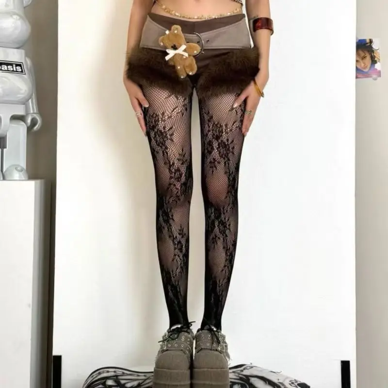 Charming Floral Thigh High Fishnet Stockings