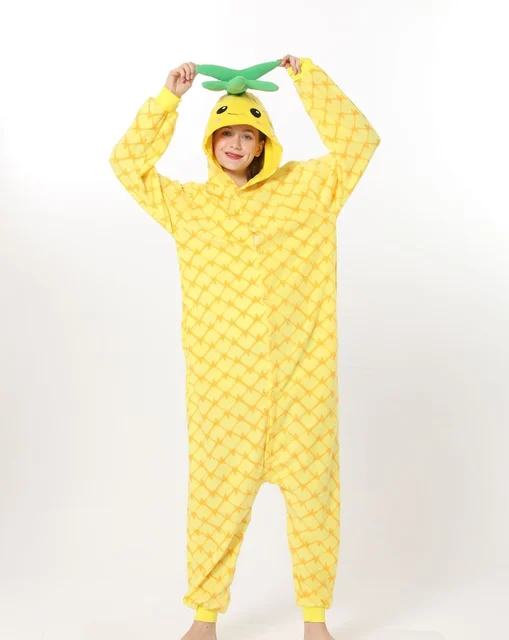 Pajamas Pineapple Onesie For Adults Kigurumi Yellow Pineapple