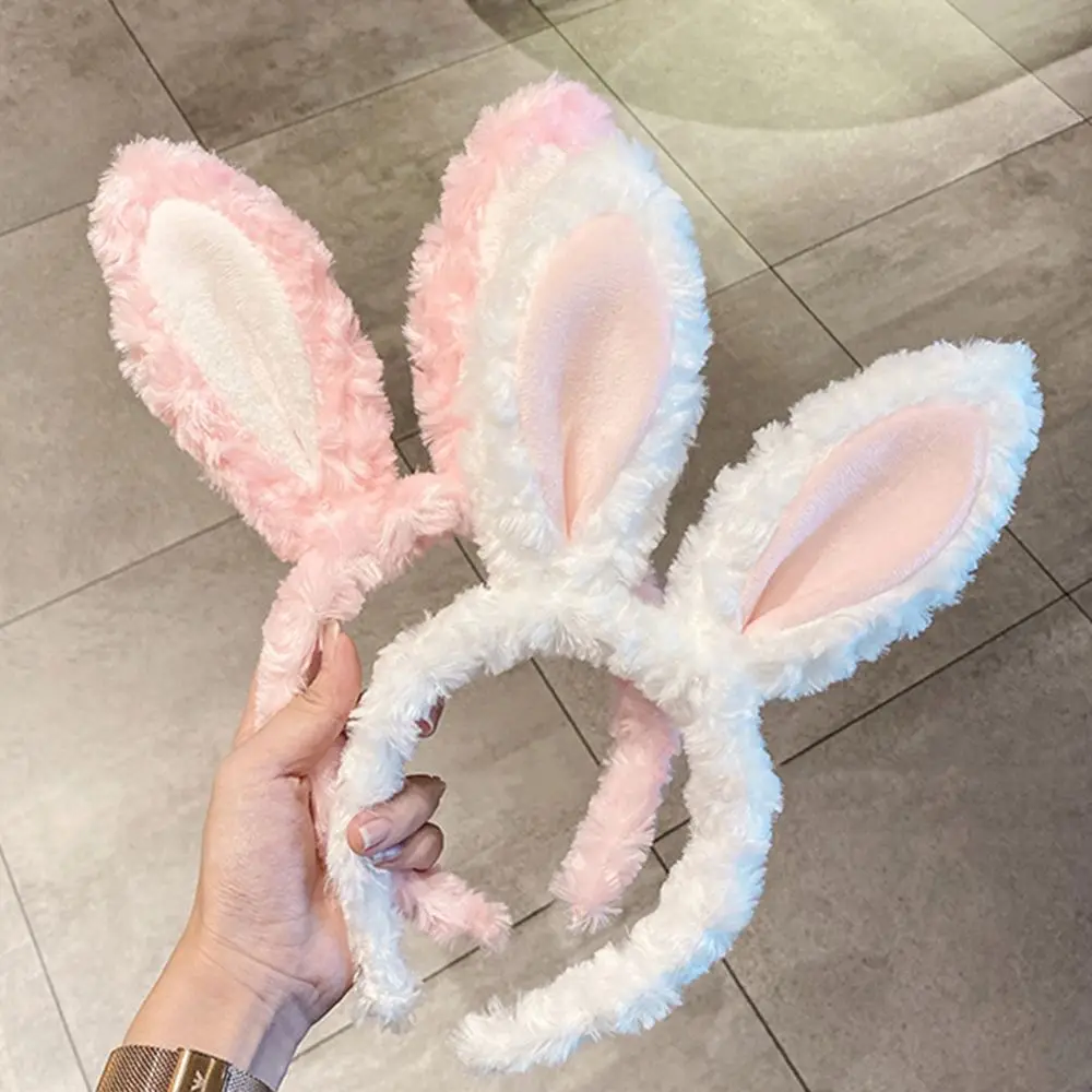 Simple Personality Women Makeup Headband Cute Plush Rabbit Ear Hair