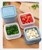 Double Layer Vegetables Sealed Keeper Fresh Storage Box With Drain Basket Refrigerator Use Draining Crisper Strainers Container 1
