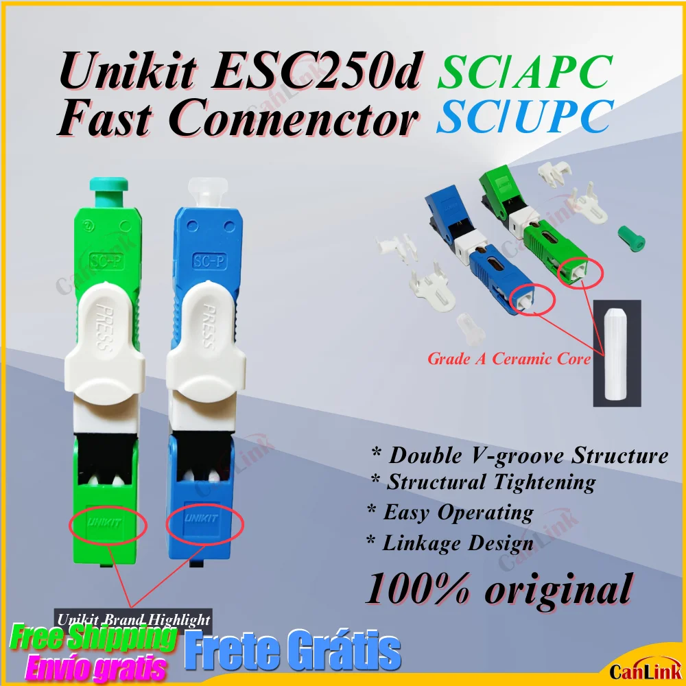 

Оригинальный UNIKIT ESC250D SC UPC оптоволоконный Быстрый коннектор SC/APC FTTH SC/UPC Одномодовый оптический Быстрый коннектор