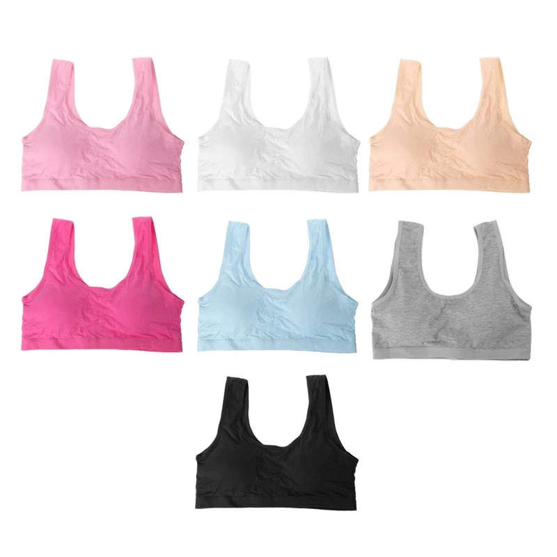 Girls' Modern Cotton Bralette for 8-10,10-12,14-16,Years for Fitness Running with Removable Padded X90C