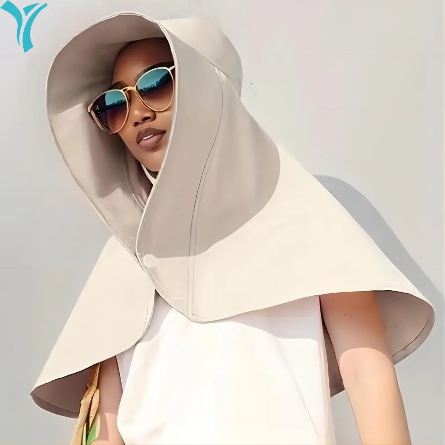 1pc Stylish Wide Brim Shawl Sun Hat-UV Shield Protection for Elegant Summer Style-Perfect for Travel&Beach,Lightweight&Versatile