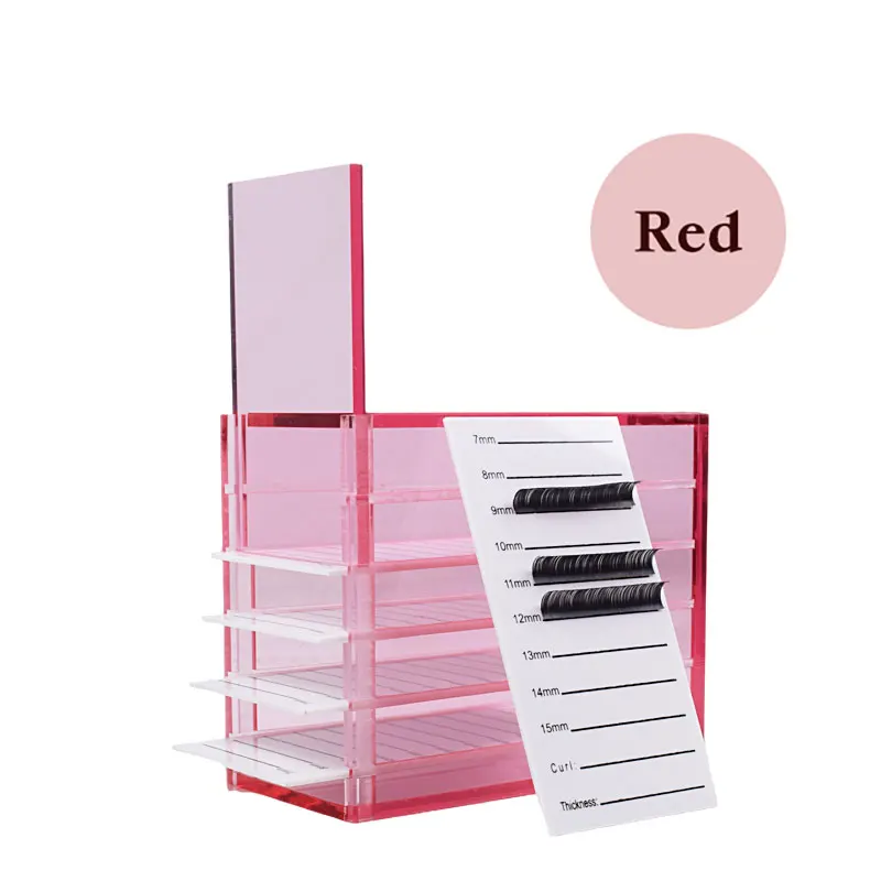 HUAZDS  False Eyelashes Storage Box 5 Layers Acrylic Pallet Lash Holder RED/BLUE/WHITE