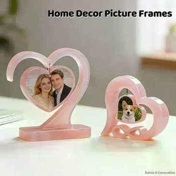 Stampo in silicone a forma di cuore per base a pendolo per cornice portafoto, stampo in resina epossidica cristallina fai da te, ornamento per cornice portafoto fai da te