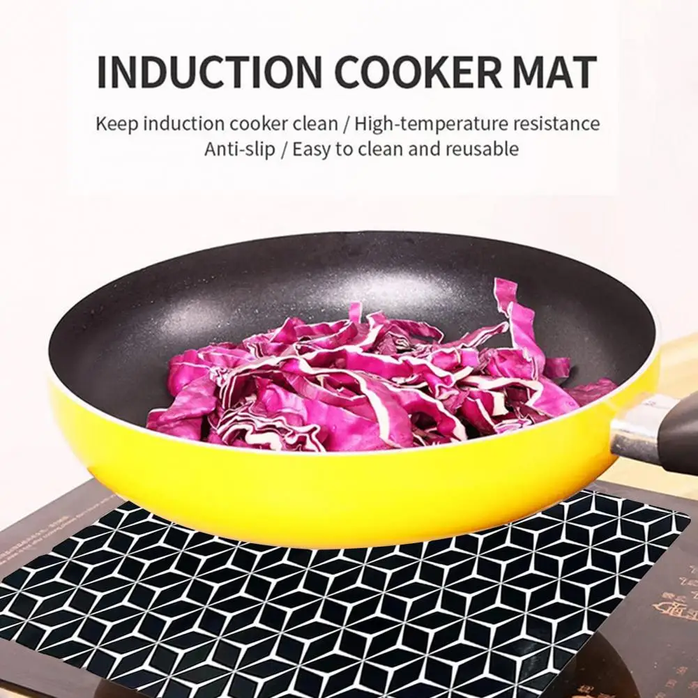 Induction Cooktop Mat High-Temperature Resistant Silicone Fireproof Cooktop Protector Mat Air Fryer Liners Kitchen Accessories