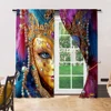 2 pcs, versatile polyester transparent curtains for home decoration Venice Carnival Mask for use in bedrooms and living rooms 6