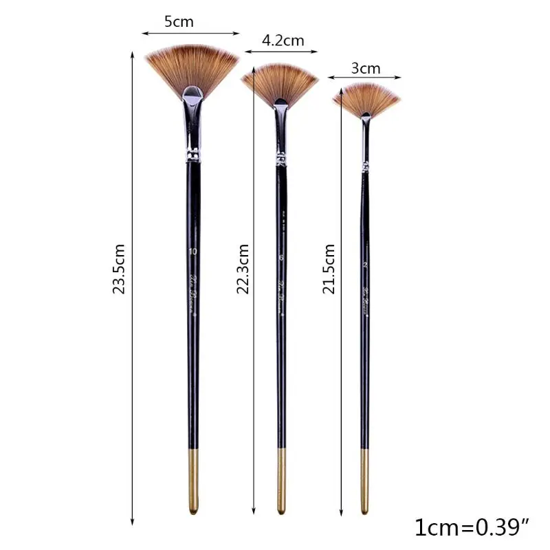 YYDS Fan-shaped Paintbrush Stencil Brush Artist Paint Brush Set 3 Types Portable images - 6