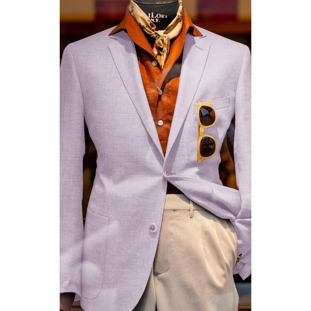 Men's Suit Jacket Linen Fabric Thin Breathable Summer New Style Elegant Fashion Casual Slim Design Single Breasted Suits Male