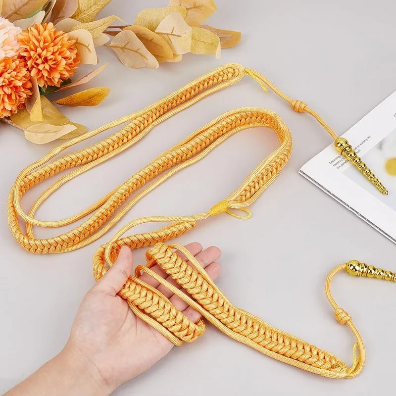 Golden Aiguillettes Cord Army Shoulder Aiguillette Wire Cord clothing accessories for Uniform Cosplay Costume DIY Clothes Decoration 1 pc