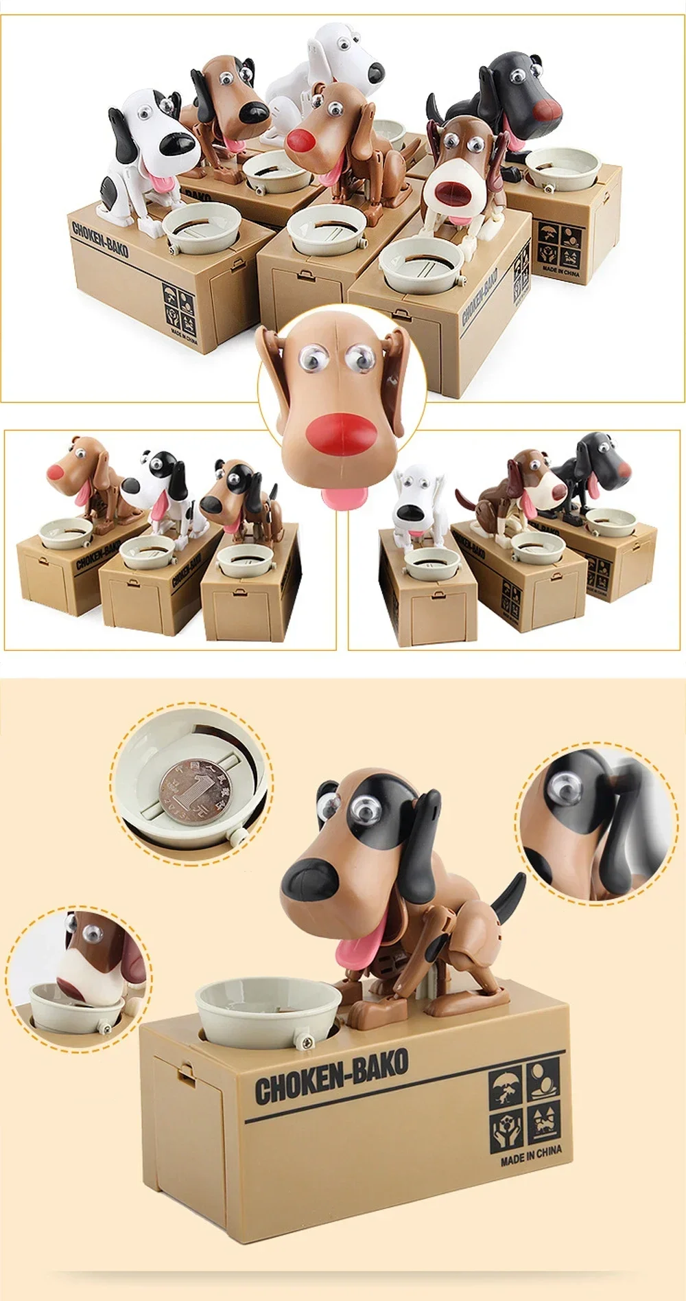 Cute Electronic Dog Robot Piggy Bank Automatic Coin Storage Box_voghion.com