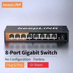 KeepLink 8 Port Gigabit Ethernet Switch Unmanaged Metal Fanless Silence