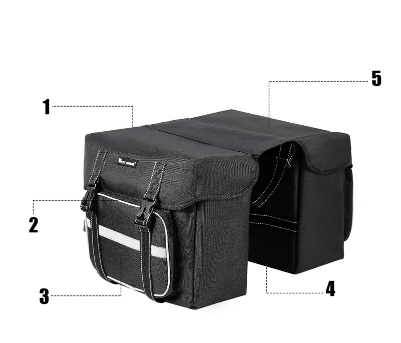 WEST BIKING Bicycle Rear Seat Bag 25L Large Capacity Outdoor Luggage Carrier Bags Cycling MTB Road Bike Trunk Double Pannier Bag